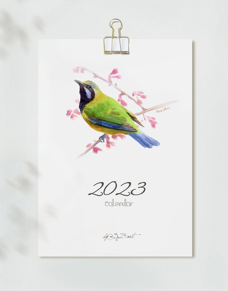 2023 annual calendar calendar monthly calendar wall calendar watercolor bird New Year gift memo calendar exchange gift - โปสเตอร์ - กระดาษ 