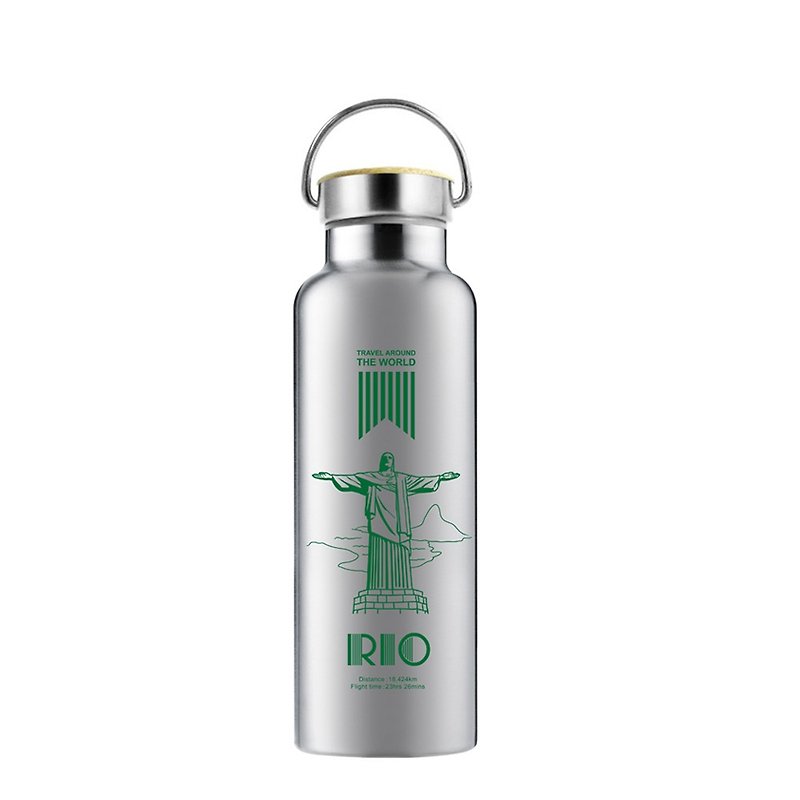 Around the World Series - Bamboo Cover Vacuum Sports Water Bottle Series PLUS (Rio) - กระบอกน้ำร้อน - โลหะ สีเงิน
