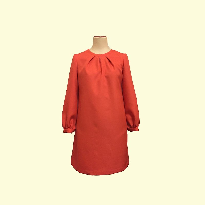 retro one-piece dress marian - 洋裝/連身裙 - 聚酯纖維 橘色