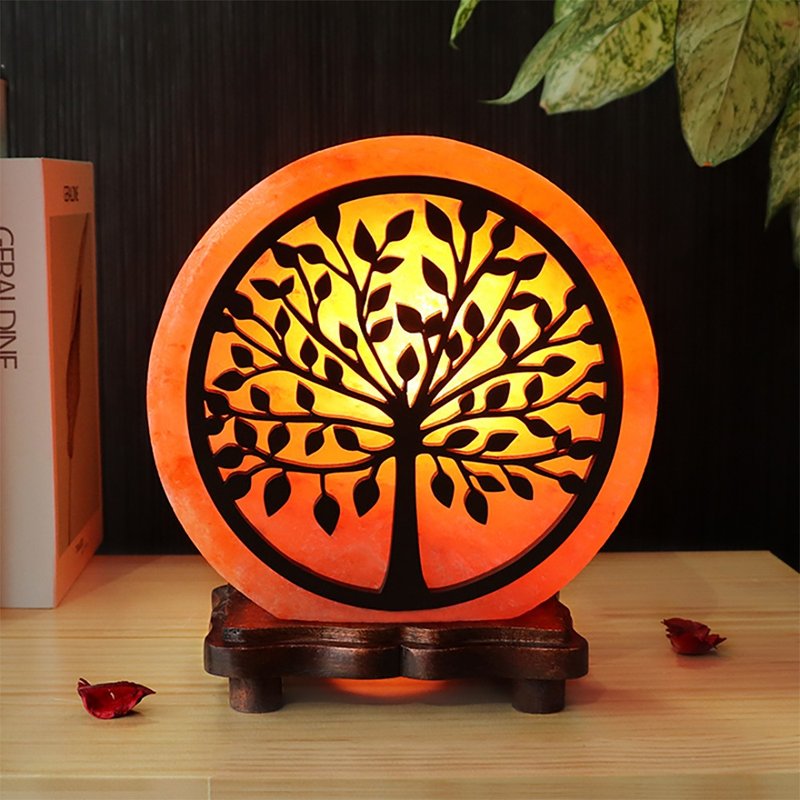 Large Silhouette I Tree of Life Salt Lamp I Energy Opening I Purifying the Magnetic Field Ancient Mystery I Salt Lamp - โคมไฟ - วัสดุอื่นๆ สีส้ม