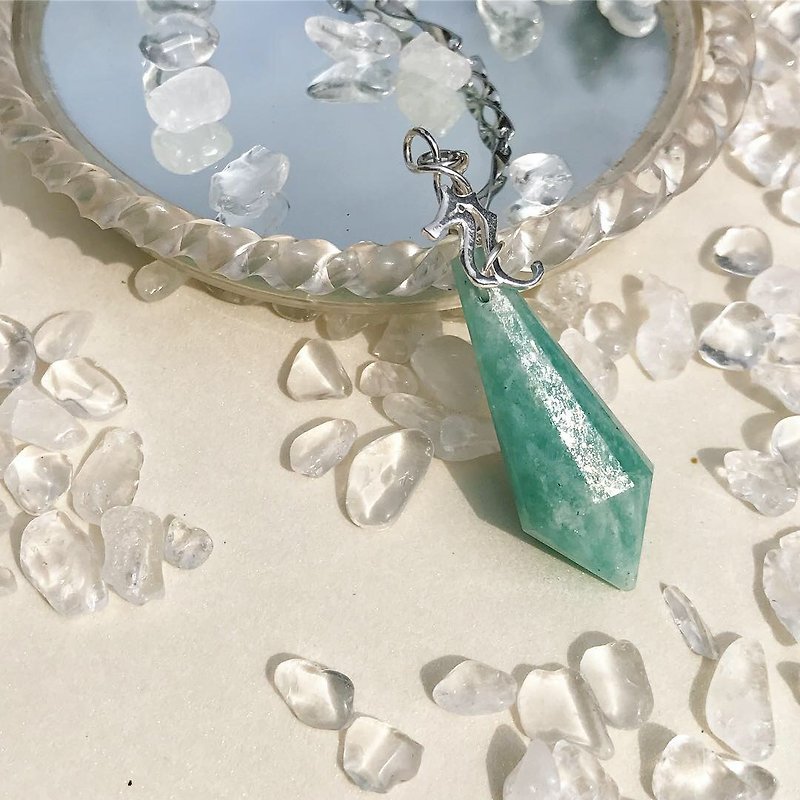 【Lost And Find】tinny size Natural Amazonite star necklace - Necklaces - Gemstone Green