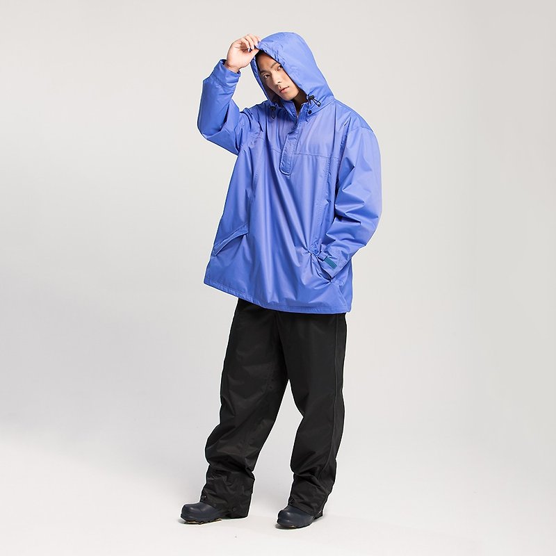 HisBlaze neutral half-open waterproof jacket + Extension Shoe rain-pants  - เสื้อสูท/เสื้อคลุมยาว - วัสดุกันนำ้ สีน้ำเงิน