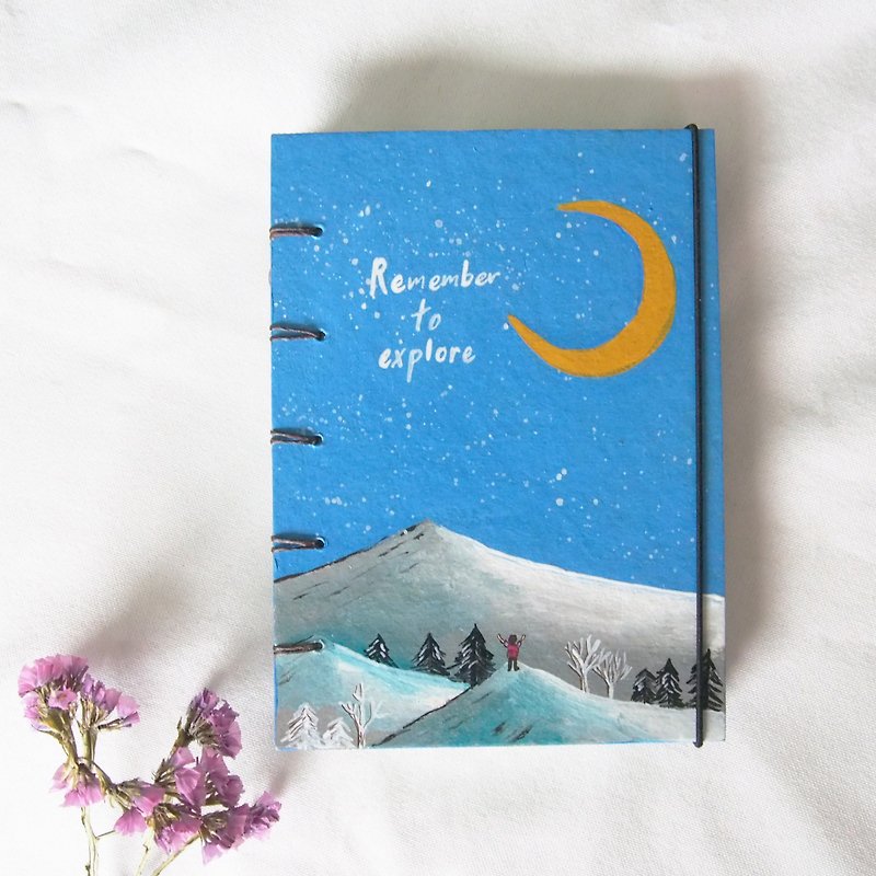 I will travel around the world., Notebook Painting  Handmadenotebook Diary 筆記本 - Notebooks & Journals - Paper Blue