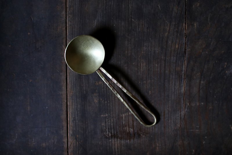 Tanaka _ bronze Bronze shallow circular spoon B28 - Cutlery & Flatware - Copper & Brass Gold