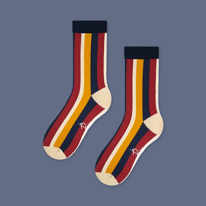 Straight stripes・Blue - Socks - Cotton & Hemp Multicolor