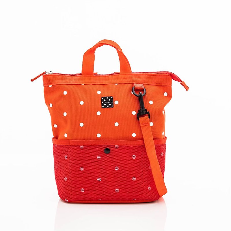 TiDi polka dot red Big Mouth Backpack (S) - กระเป๋าสะพาย - วัสดุกันนำ้ 