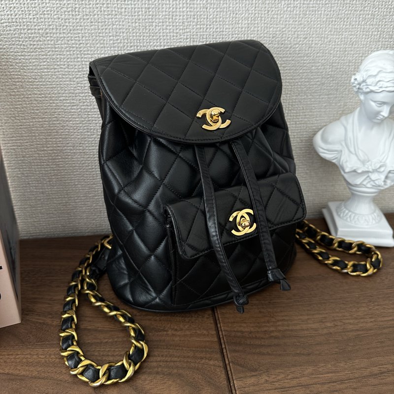 CHANEL 香奈兒 CC 標誌 Matelassé 鏈條 黑色 皮革 後背包 - 後背包/背包/書包 - 真皮 黑色