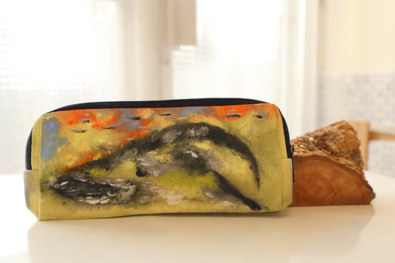 [Yu Ling Hui] Pure hand-painted canvas pencil case - กล่องดินสอ/ถุงดินสอ - ผ้าฝ้าย/ผ้าลินิน 