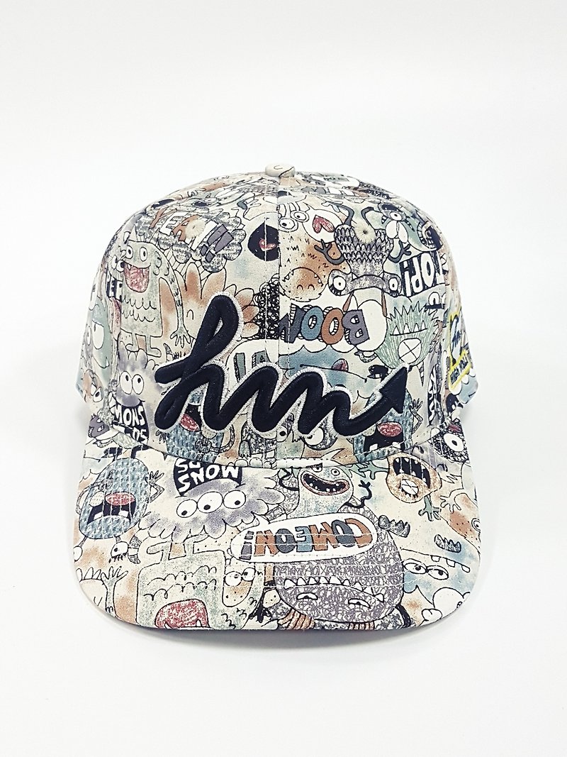 Embroidery printing baseball cap - card wow by small monster (gray) # # # hat cap # summer cap - Hats & Caps - Cotton & Hemp Gray