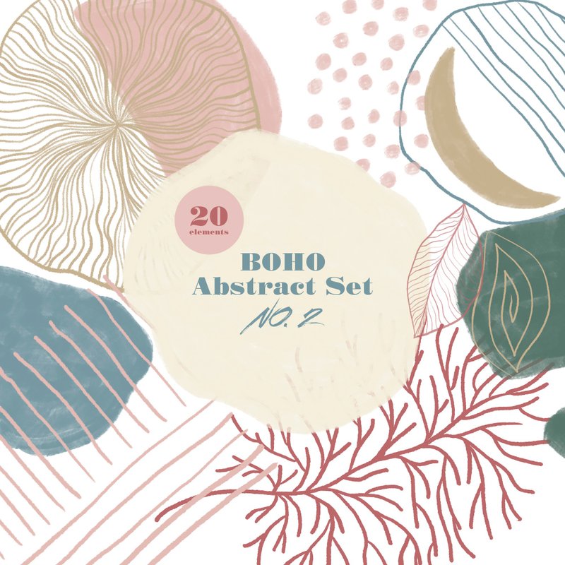 Boho Abstract Clipart. Digital art - 其他數位設計 - 其他材質 