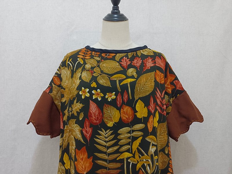 Designer collection Autumn sheer printed oversize drop shoulder wide dress - One Piece Dresses - Polyester Brown