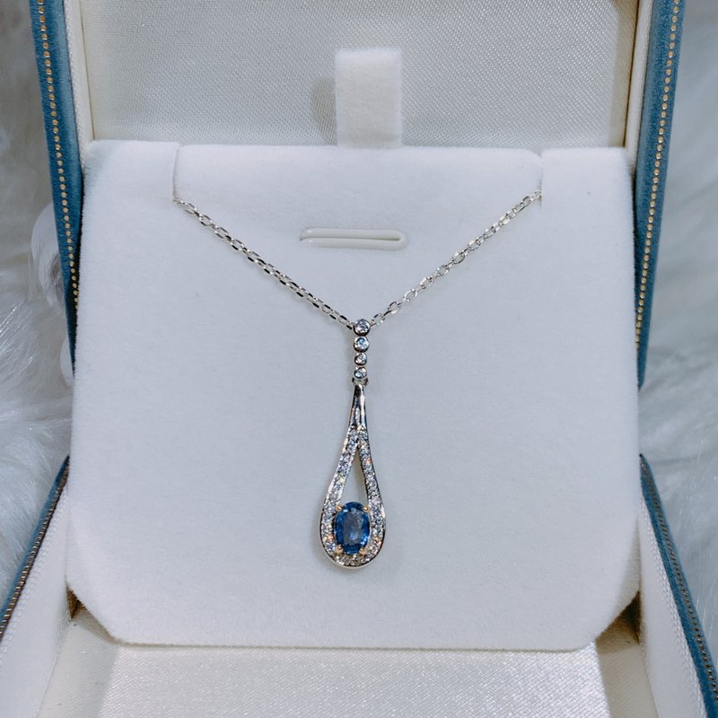 Sapphire silver necklace - สร้อยคอ - เครื่องเพชรพลอย สีน้ำเงิน