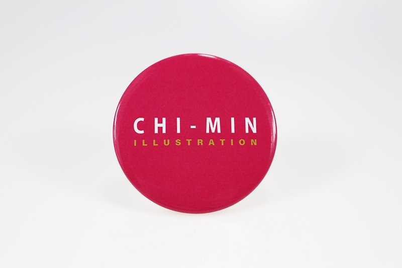 CHI-MIN LOGO illustration design large badge 2022 Taipei Illustration Art Festival limited - Brooches - Plastic Pink