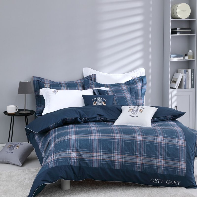 Bed Bag + Pillowcase Set - 100% Combed Cotton - Columbia - Blue - Made in Taiwan - Bedding - Cotton & Hemp 