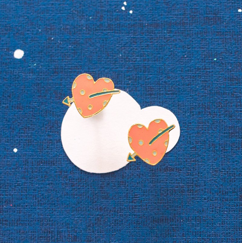 One arrow through the heart handmade earrings - Earrings & Clip-ons - Enamel Multicolor