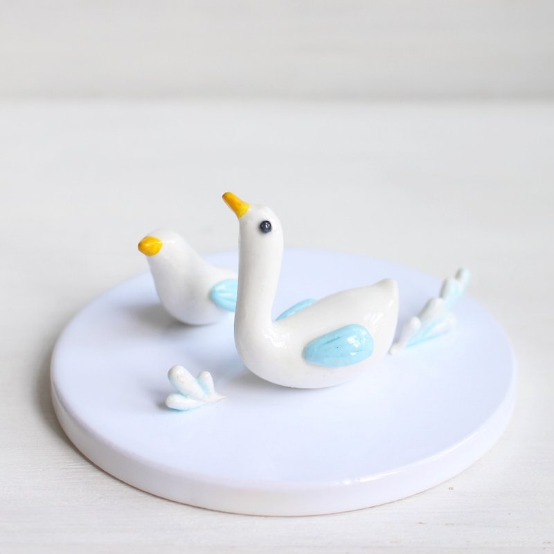 Cement & Polymer Clay Ducks - Items for Display - Pottery White