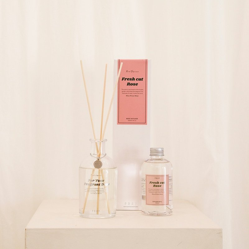 PRAY Reed Diffuser- Fresh Cut Rose /200ml - Fragrances - Glass Pink