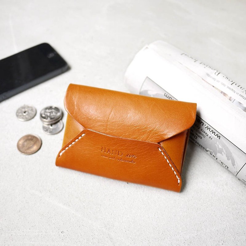 Artistic temperament envelope type double-layer leather business card holder / coin purse Made by HANDIIN - Coin Purses - Genuine Leather 