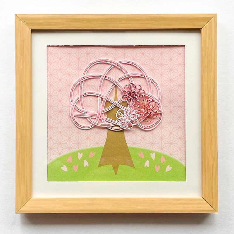 Enjoy Japanese scenery Mizuhiki mini frame cherry blossoms - Posters - Paper Pink