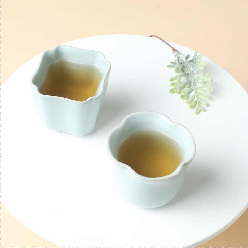 [Lu Bao LOHAS] Ru Kiln Zen Enlightenment Pair Cup Flower Cup Square Cup Tea Cup - ถ้วย - ดินเผา 