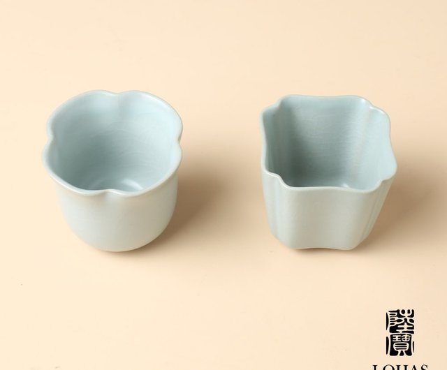 ルーバオ・ロハス】ルー窯 禅悟りペアカップ 花カップ スクエアカップ ティーカップ - ショップ 陸宝（Lohas Pottery） 急須・ティーカップ  - Pinkoi