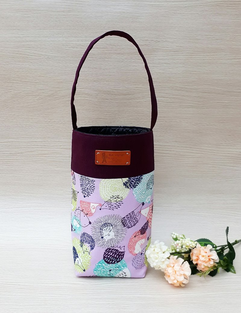[Beverage bag] purple hedgehog - Beverage Holders & Bags - Cotton & Hemp Purple