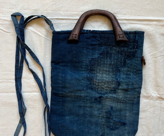 日本古布襤褸藍染手提袋- 設計館Aomori 手袋/手提袋- Pinkoi