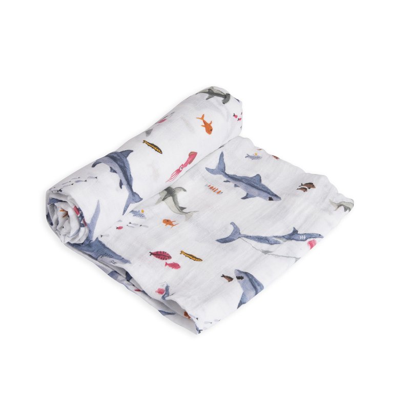 LittleUnicorn 純棉紗布巾單入組 鯊魚先生 - 其他 - 棉．麻 白色