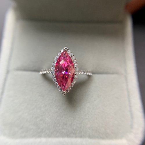 Eratojewels Pink Marquise Cut Moissanite Ring, 1 Ct and 2 Ct Pink Moissanite Ring
