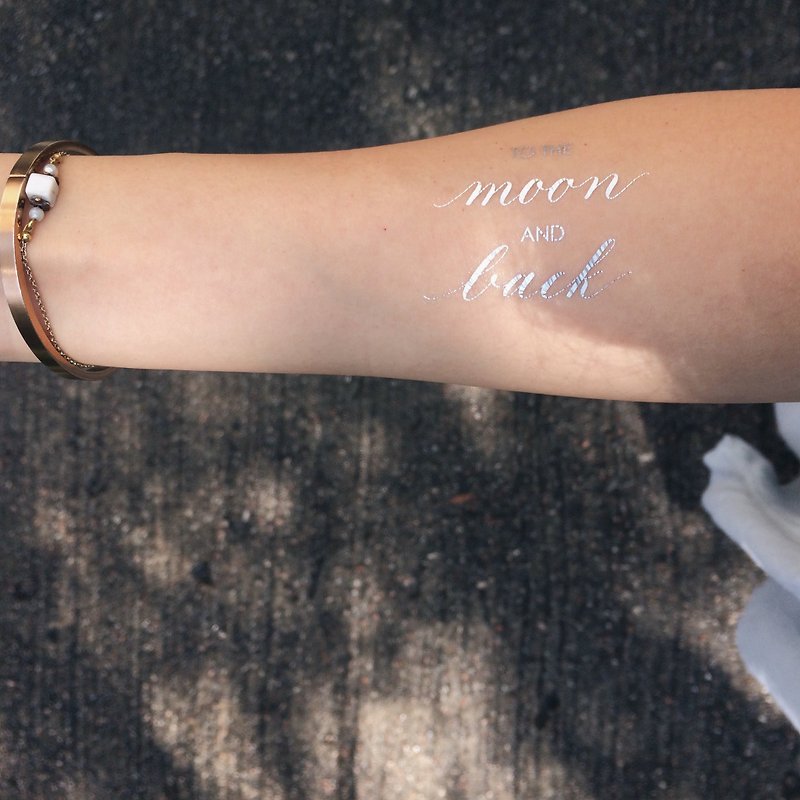 cottontatt // to the moon and back // gold / silver temporary tattoo sticker - Temporary Tattoos - Other Materials Gold