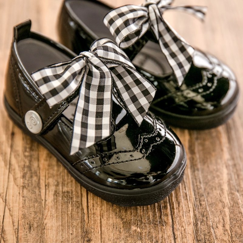 Ann shiny black T-shaped doll shoes - รองเท้าเด็ก - ไฟเบอร์อื่นๆ สีดำ