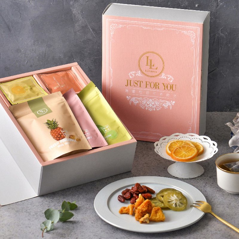 【Black Tea and Fruit】Dried Fruit Gift Box - Dried Fruits - Other Materials Pink