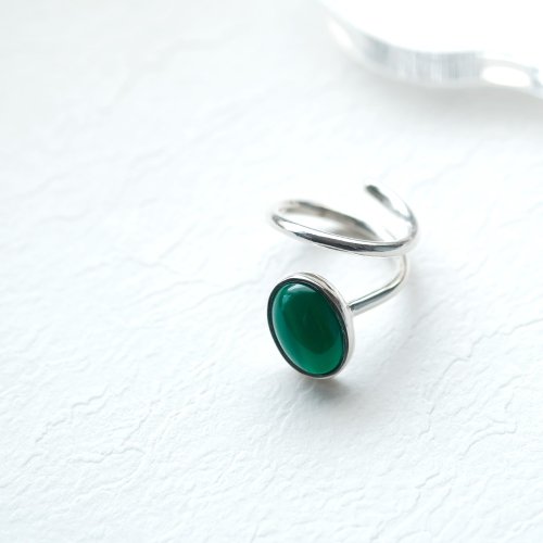 cloud-jewelry グリーン 翡翠 2連 リング シルバー925