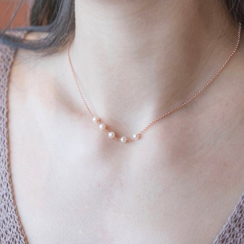 Natural Freshwater Pearl 925 Sterling Silver Rose Gold Plated Mermaid Tears Necklace - Necklaces - Gemstone Silver