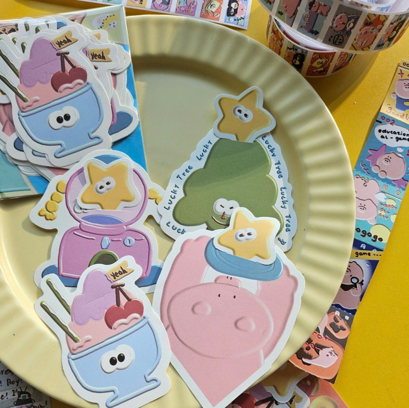 【coloryeah】油畫風 可愛手賬文具/可做小機關的手帳異形便簽 - memo/便利貼 - 紙 多色