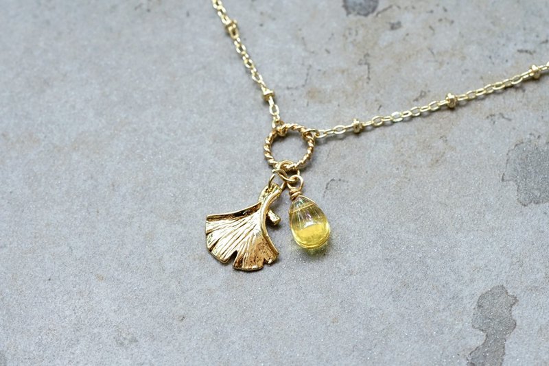 Ginkgo - 14K Gold-Padded Glass Bead Necklace - สร้อยคอ - วัสดุอื่นๆ สีทอง