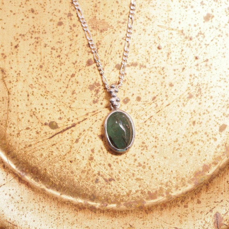 尚比亞 天然祖母綠 2.05ct 手工純銀項鍊  Zambia Emerald - 項鍊 - 寶石 綠色