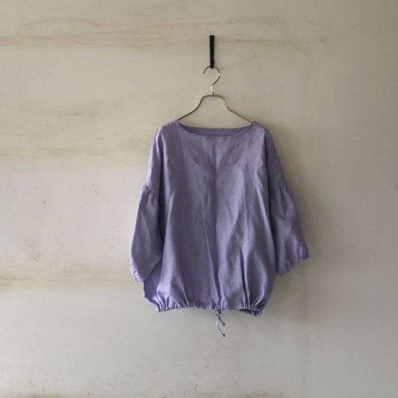 Gathered hem pullover made of Linen in Japan - Women's Shirts - Cotton & Hemp 