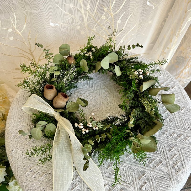 【Christmas Gift Box】Natural Grass Cedar Christmas Wreath - Dried Flowers & Bouquets - Plants & Flowers Green