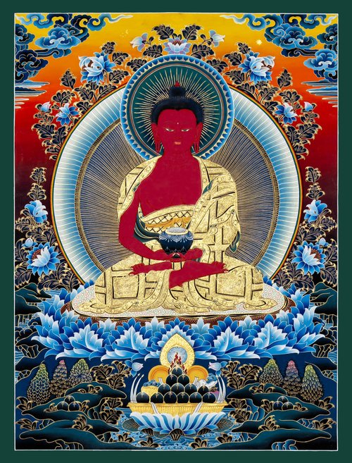 仏陀　タンカペイント 阿弥陀仏のタンカ傑作 魂の調和のためのチベットの芸術