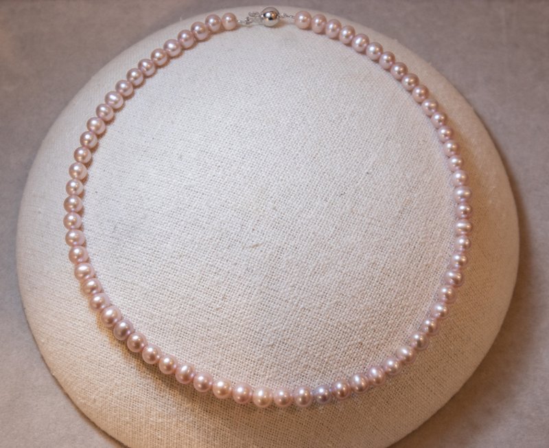 6.5-7mm natural freshwater light pink purple pearl necklace - Necklaces - Pearl Pink