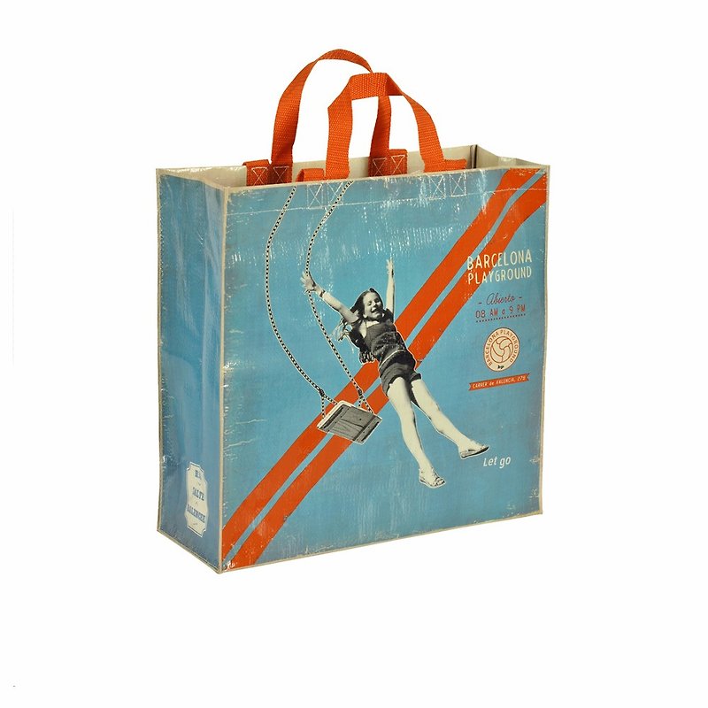 Blue Q large shopping bag - Playground Playground (double strap paragraph) - Messenger Bags & Sling Bags - Polyester Blue