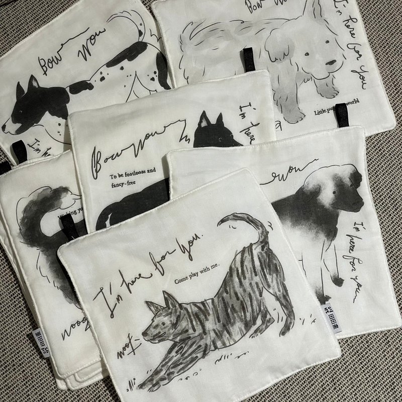 二重紗毛圈小方巾 | 十一款狗狗圖案 - 毛巾/浴巾 - 其他材質 