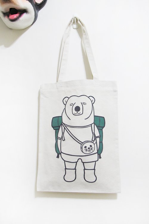 Panda雜貨鋪 panda雜貨舖-北極熊去旅行帆布包 環保購物袋