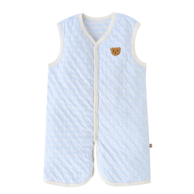 [SISSO Organic Cotton] Branny Bear Double Woven Air Cotton Anti-Kick Vest - เสื้อโค้ด - ผ้าฝ้าย/ผ้าลินิน สีน้ำเงิน