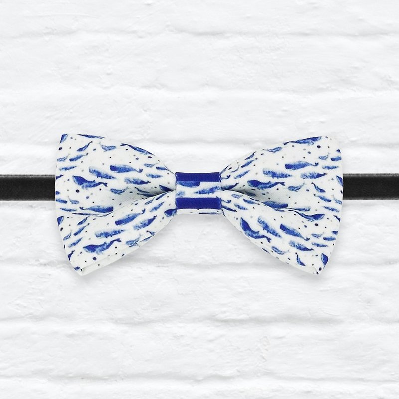 Style 0216  Blue Whale Bowtie - Modern Boys Bowtie, Toddler Bowtie Toddler Bow tie, Groomsmen bow tie, Pre Tied and Adjustable Novioshk - Chokers - Polyester Blue