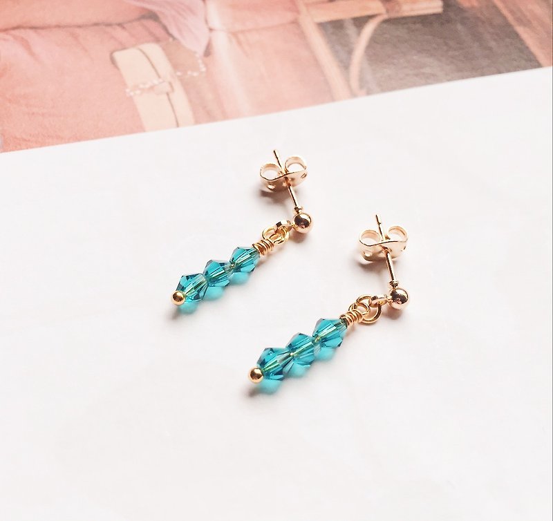 ❈La Don 冬 Dong ❈ - Earrings - Translucent blue-green - Earrings & Clip-ons - Other Metals Green