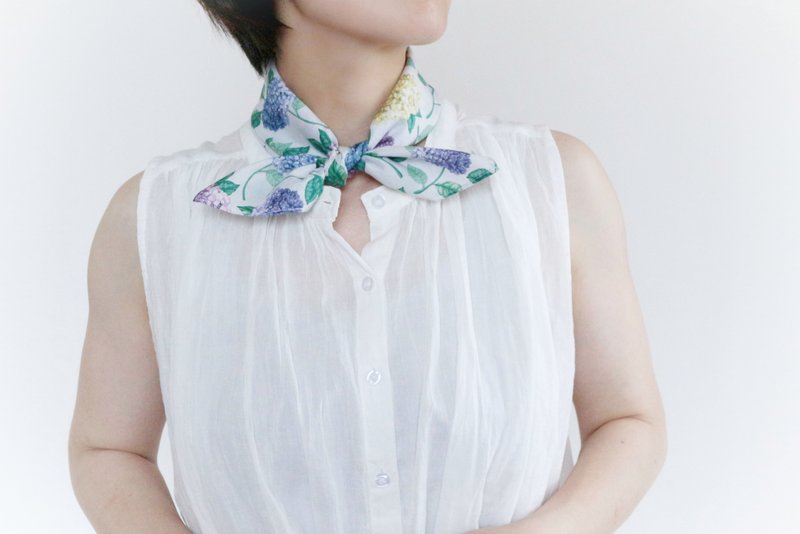 紫陽花のスカーフ　　母の日　敬老の日　ご褒美　ギフト　誕生日 - 其他 - 棉．麻 紫色
