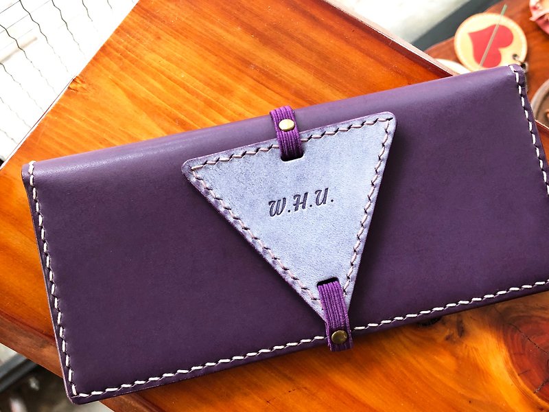 成 品 製 造 - 皮夾帶子  三角書籤 原創手工 皮革書簽 植鞣革  - 書籤 - 真皮 紫色