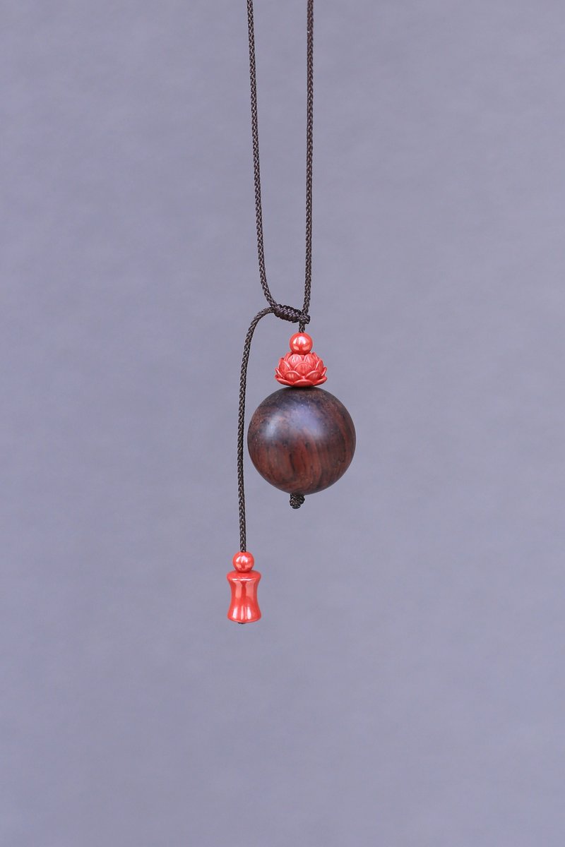 Yiranzhi Original | Old red sandalwood + high content lotus emperor sand | Clavicle necklace - สร้อยคอ - ไม้ 